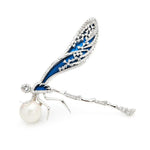 broche libellule perle rare bleu