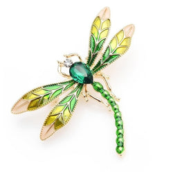 Broche libellule verte crystal