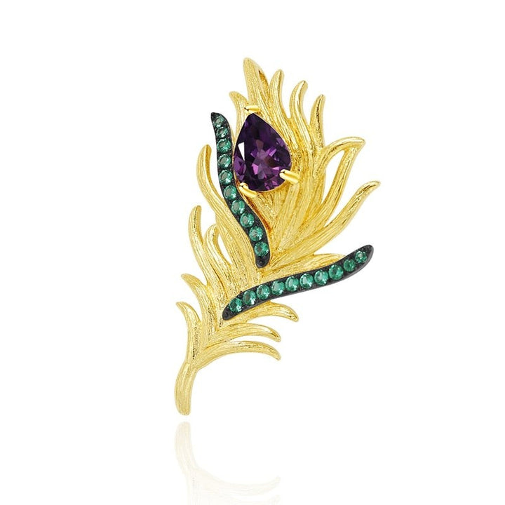 broche de luxe plume étincelante