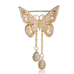broche papillon doré