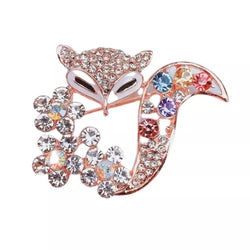 Broche renard strass