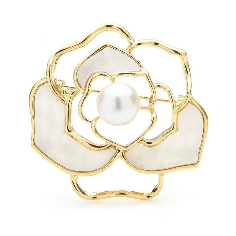 LEGENTLISUR Broche Fleur De Marguerite Perle Blanche - Accessoire Élégant Pour Vêtements Et Sacs