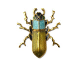 broche scarabée doré & bleu