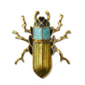 broche scarabée doré & bleu
