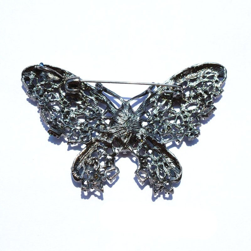 Broche Vintage Papillon Métal Doré Et Émail - Bijou Ancien - Butterfly Brooch