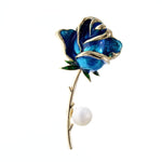 broche rose graphique bleue