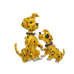 broche chien dalmatiens dorés