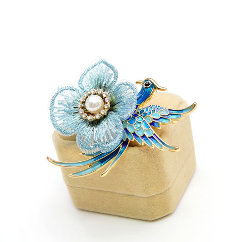 Broche Oiseau <br>Bleu Azur