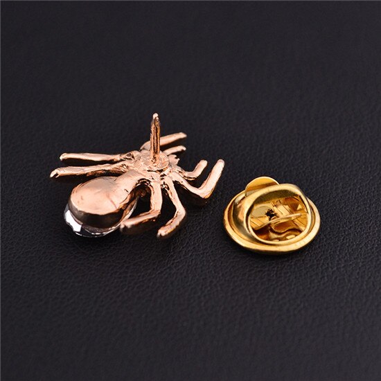 Broche Araignée Strass Or - Style Boho Gothique - Cristal, Perles - Pour Vêtements, Chapeau, Sac