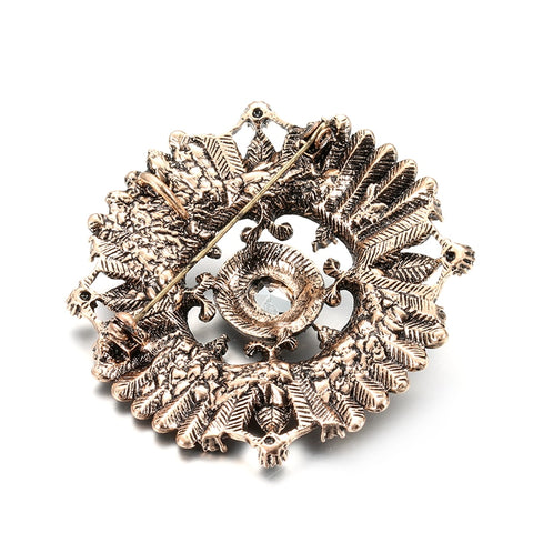 ANCIEN BIJOU BROCHE FEUILLES METAL DORÉ FILIGRANÉ CABOCHON JADE VERT # BX ANCIEN BIJOU BROCHE FEUILLES METAL DORÉ FILIGRANÉ CABOCHON JADE VERT # BX