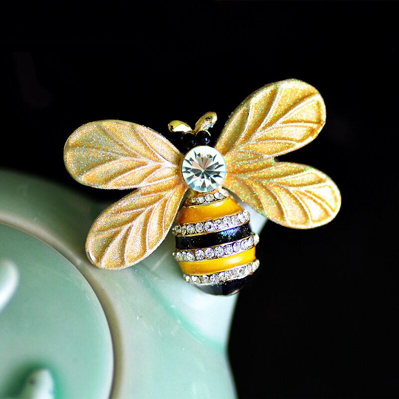 Broche Abeille En Métal Doré Et émaillé Noir & Blanc - Style Vintage, Sans Marque, Neuve Sans Emballage