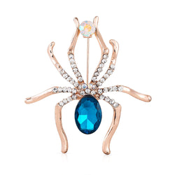 Broche araignée verre et diamant bleue