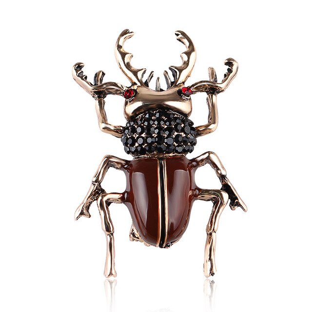 Broche scarabée noisette