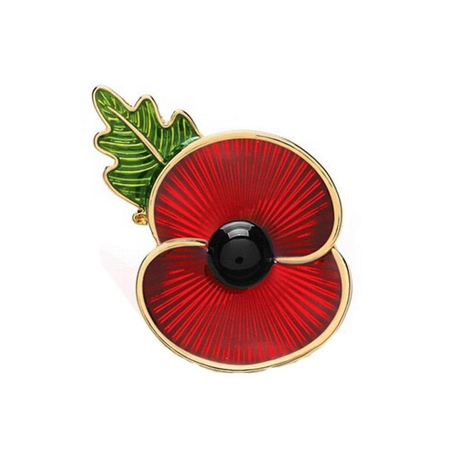 Broche Fleur Coquelicot et sa Feuille