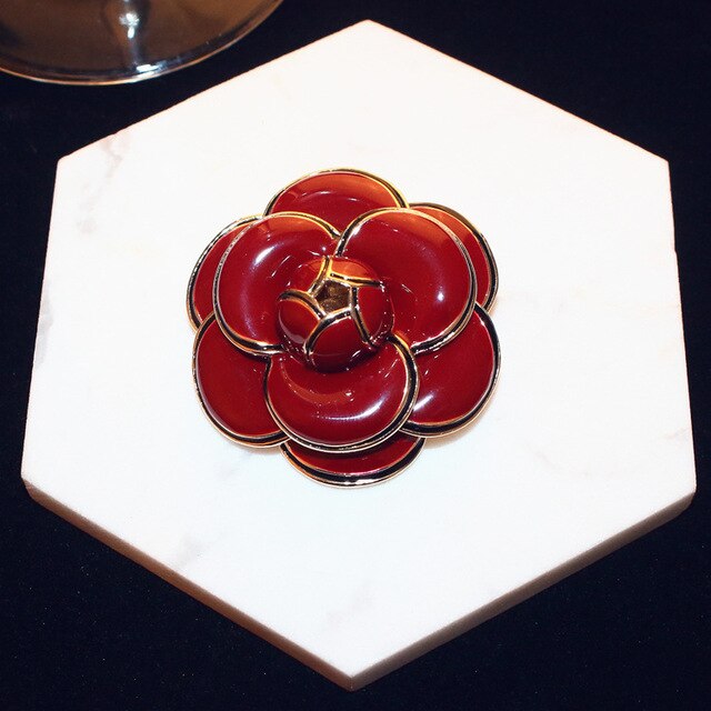 Broche Fleur Rose Rouge