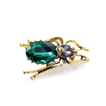 broche scarabée cristal vert argent