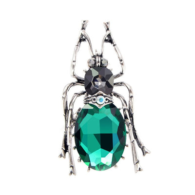 Broche Scarabée <br>Cristal Vert & Argent